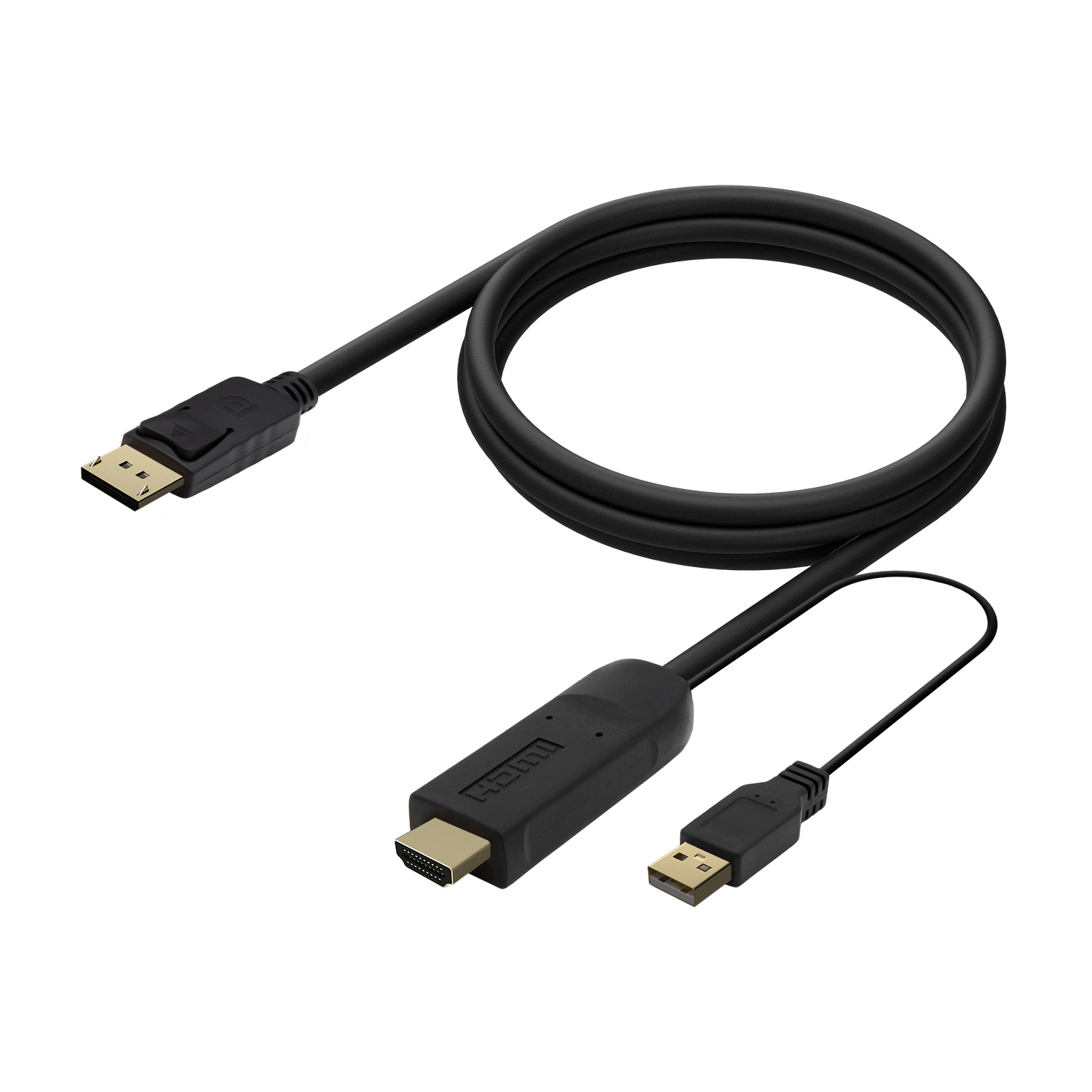 Câble convertisseur actif Aisens HDMI 2.0 + USB POWER. vers DisplayPort V1.2 - HDMI/M-USB/M-DP/M - 1.8M - Couleur Noir