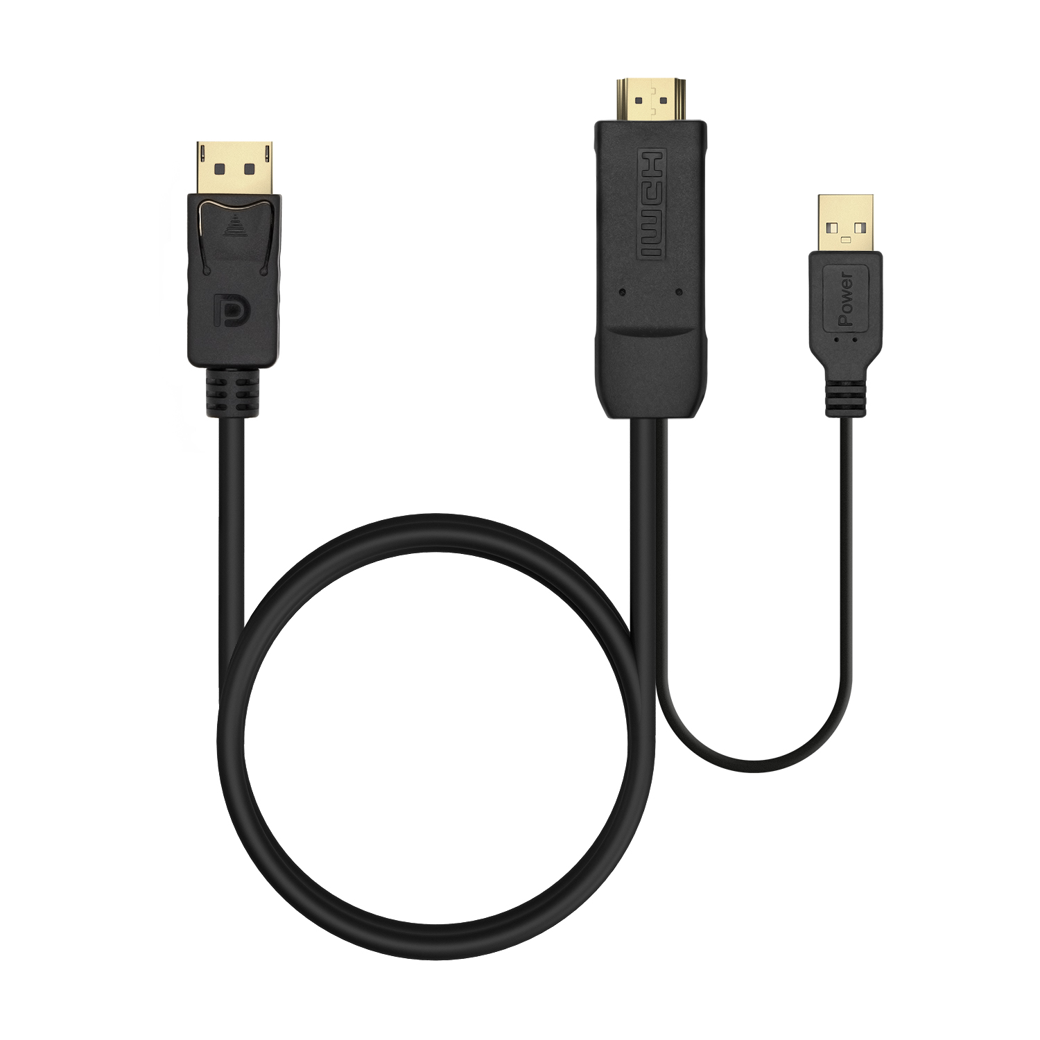 Câble convertisseur actif Aisens HDMI 2.0 + USB POWER. vers DisplayPort V1.2 - HDMI/M-USB/M-DP/M - 1.8M - Couleur Noir