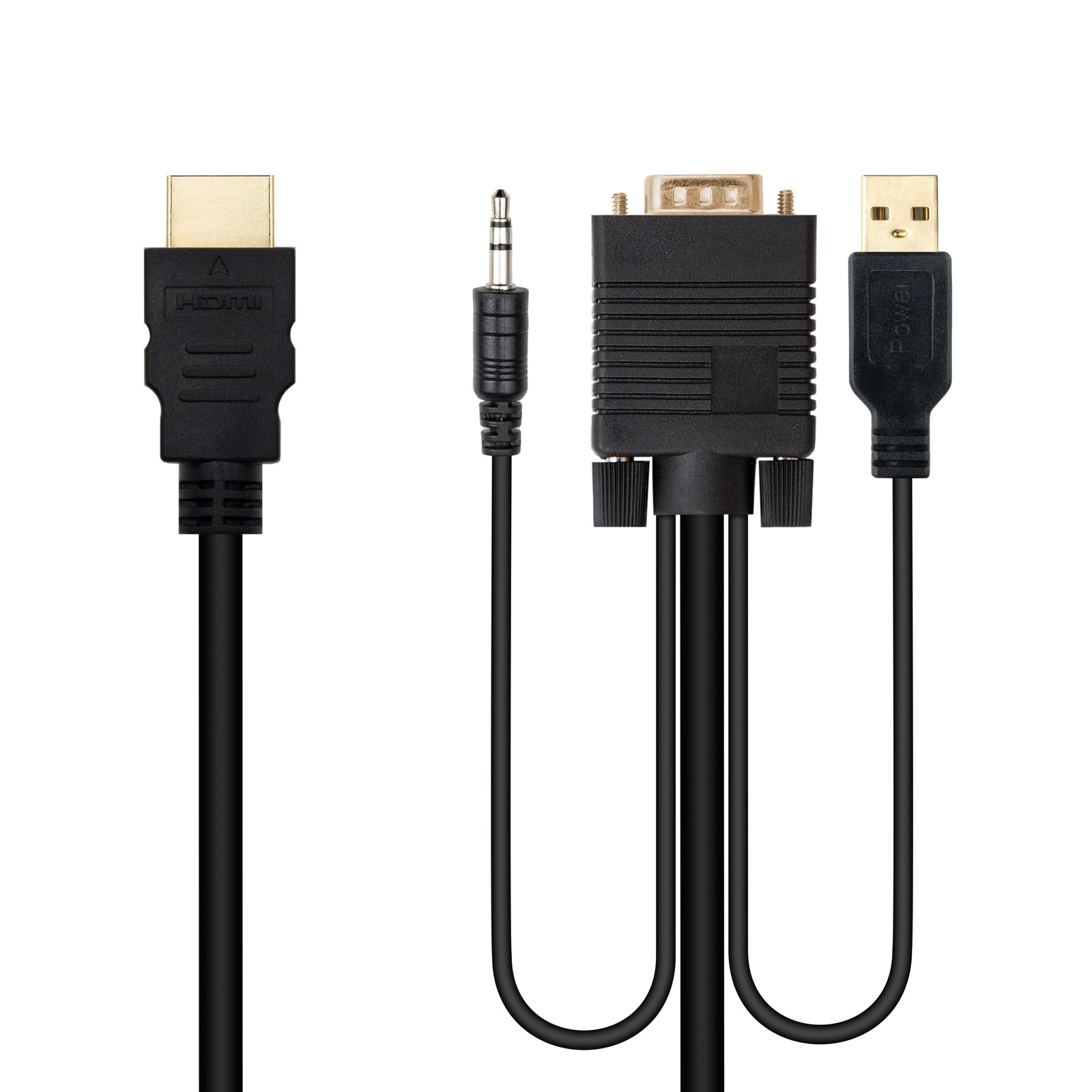 Câble convertisseur Nanocable HDMI vers VGA+Jack3.5+USB-A 1,8 m - Couleur noire
