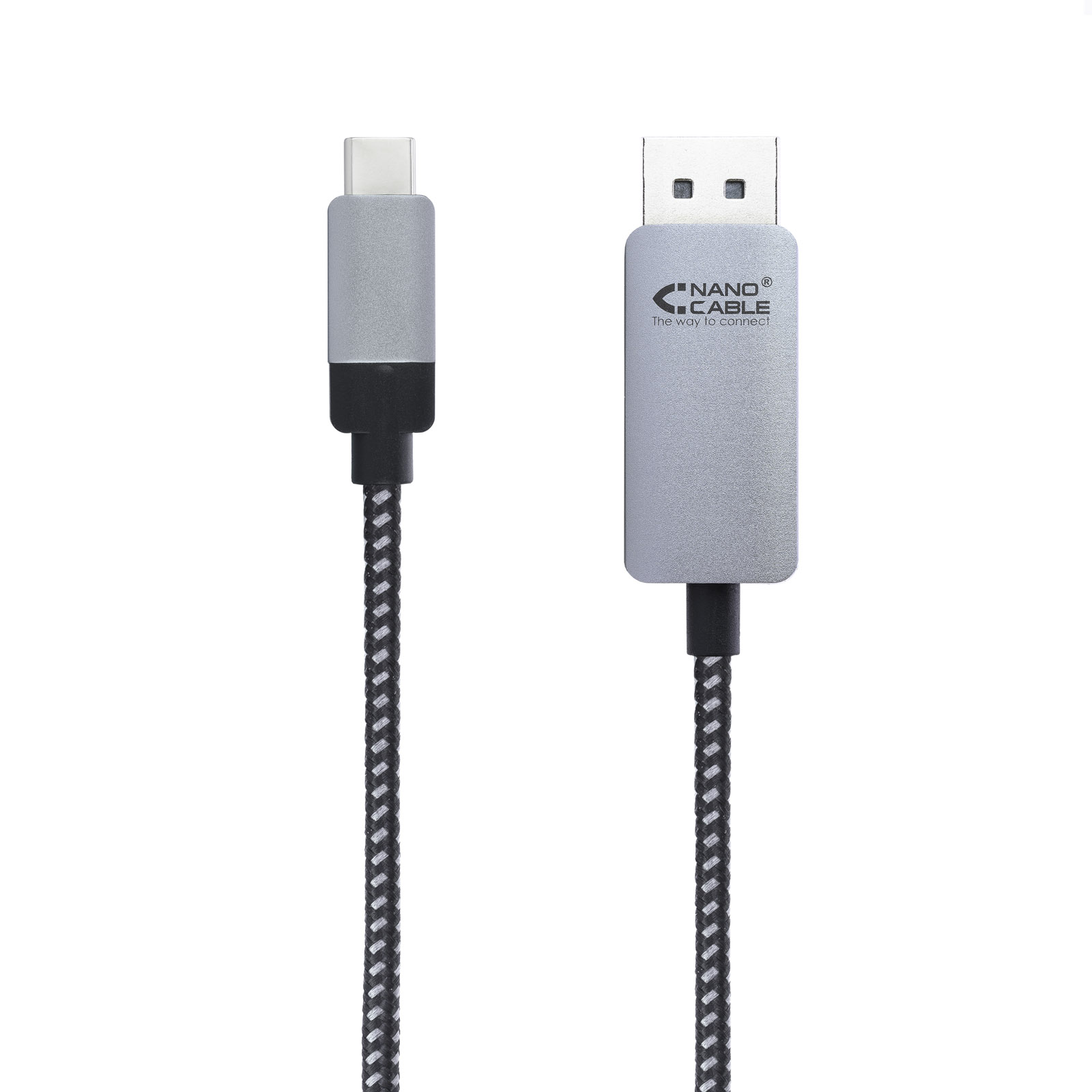 Câble Convertisseur USB-C Mâle vers DisplayPort Mâle 1.80m - Couleur Noir/Argent