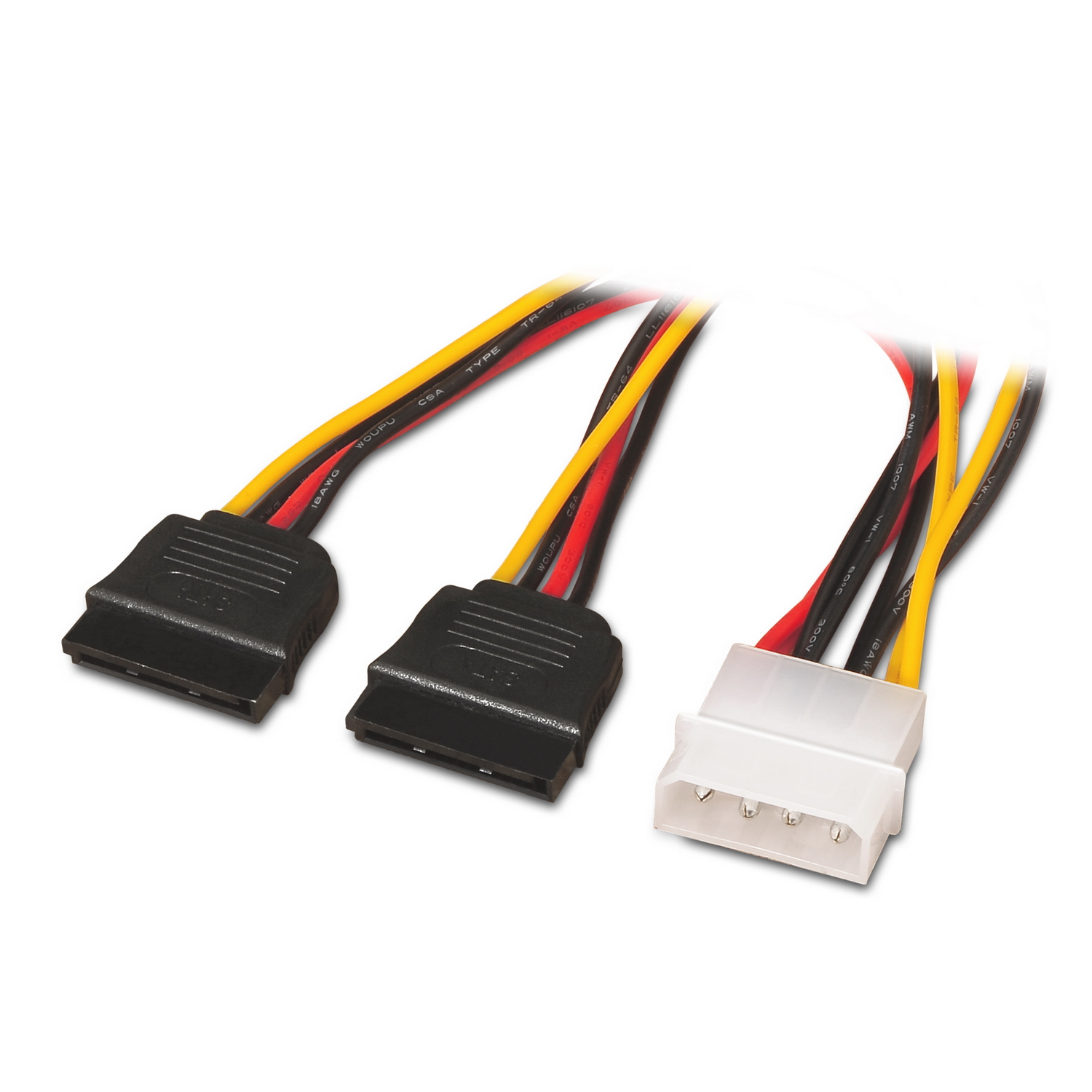 Câble d'Alimentation SATA Aisens - Molex 4pin/M-2xSATA Femelle - 20cm - 100% Cuivre - Couleur Noir