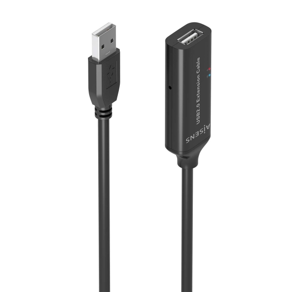 Câble d'extension USB 2.0 avec amplificateur Aisens - Type A/MA/H - 10 m - Noir