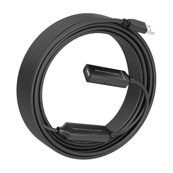 Câble d'extension USB 2.0 avec amplificateur Aisens - Type A/MA/H - 15 m - Noir