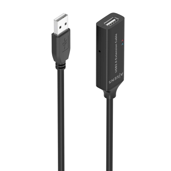 Câble d'extension USB 2.0 avec amplificateur Aisens - Type A/MA/H - 15 m - Noir