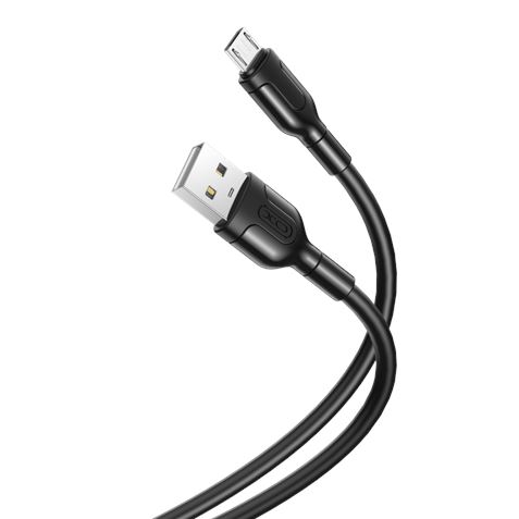 Câble de charge et de transmission de données XO - Longueur 1m - Connecteur Micro USB - Silicone souple et durable - Haute vitesse 5V, 21A - Couleur noire
