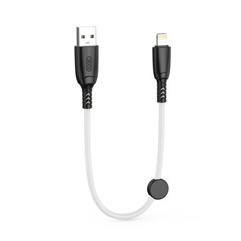 Câble de Charge Rapide USB XO NB247 - Lightning - 6A - 25cm avec Clip - Blanc