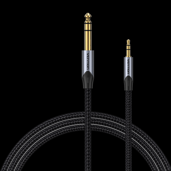 Câble de Connexion Stéréo Vention - Jack 3,5 mm vers Jack 6,3 mm - Contacts Or - Fil de Cuivre étamé - Isolation PVC - Couleur Gris
