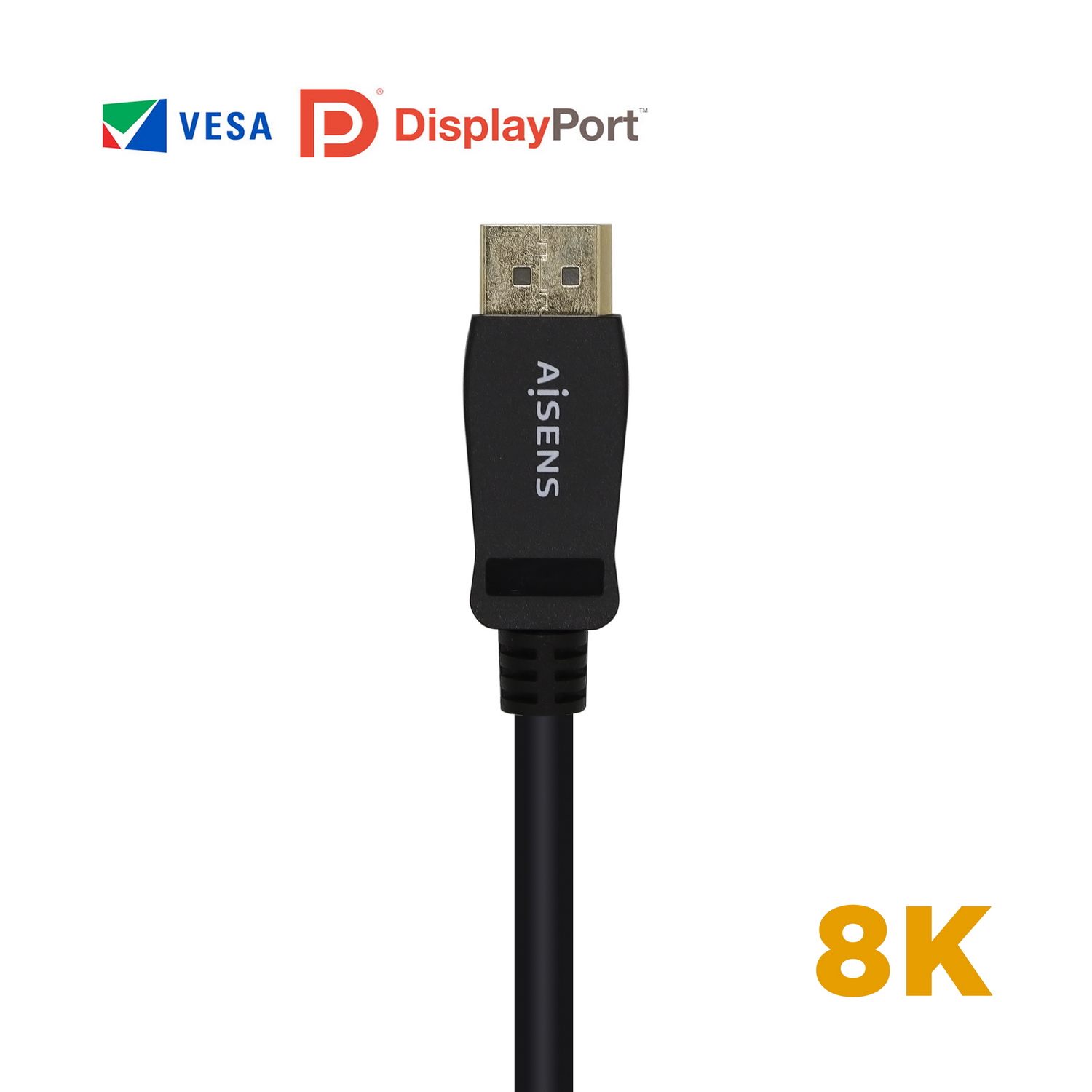 Câble Displayport Certifié Aisens V1.4 8K@60hz - DP/M-DP/M - 2.0m - Couleur Noir