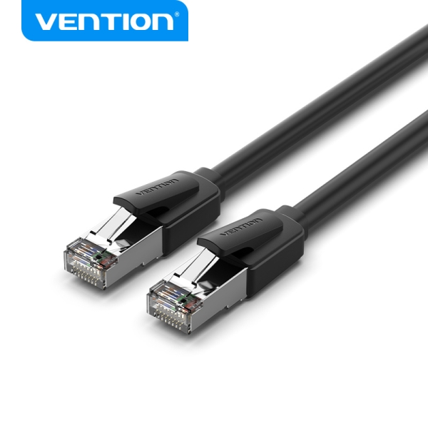 Câble Ethernet Vention Cat8 - Vitesse 40Gbps - Bande passante 2000MHz - Faible latence - Connecteurs Nickelés - Couleur Noir