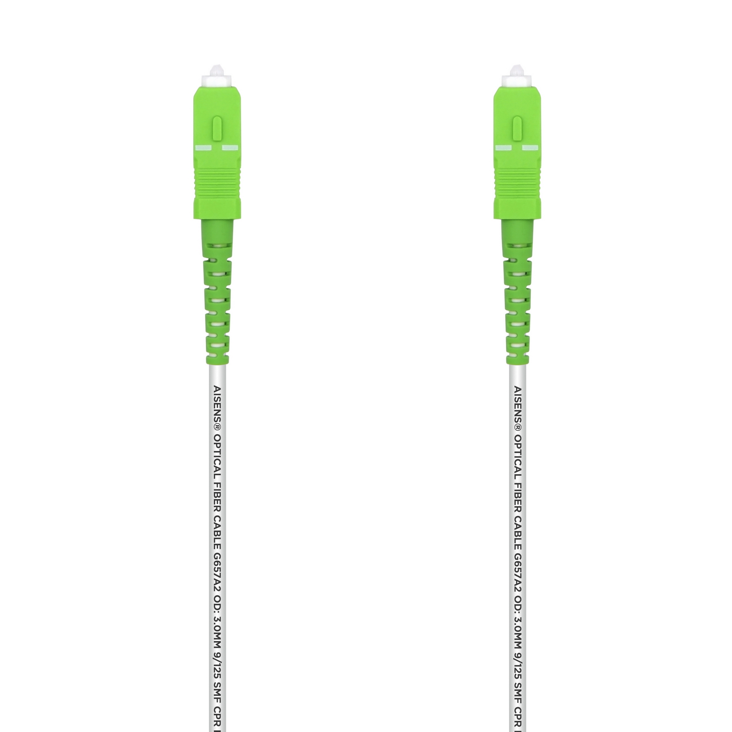 Câble Fibre Optique Aisens G657A2 3.0 9/125 SMF Simplex CPR Dca LSZH - SC/APC-SC/APC - 30M - Couleur Blanche