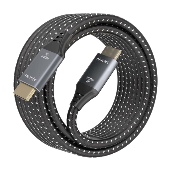 Câble HDMI Aisens V2.1 Ultra Haut Débit / HEC 8K@60Hz 48Gbps - A/MA/M - 5m - Couleur Gris