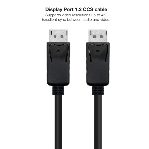 Câble Nanocable Displayport 1.2 CCS DP/M-DP/M - Longueur 0,5 m - Prend en charge les résolutions vidéo jusqu'à 4K - Couleur Noir