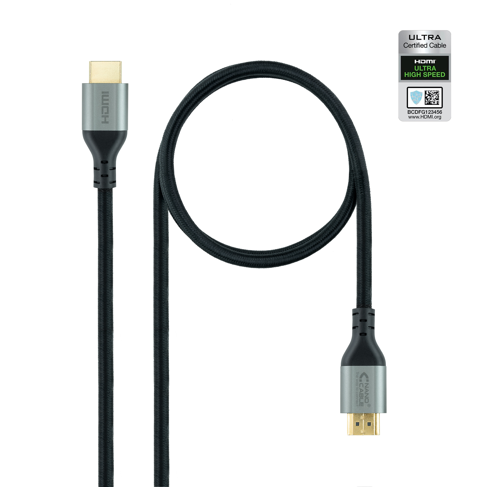 Câble Nanocable HDMI 2.1 Certifié Ultra HS MM 2m - Couleur Noir