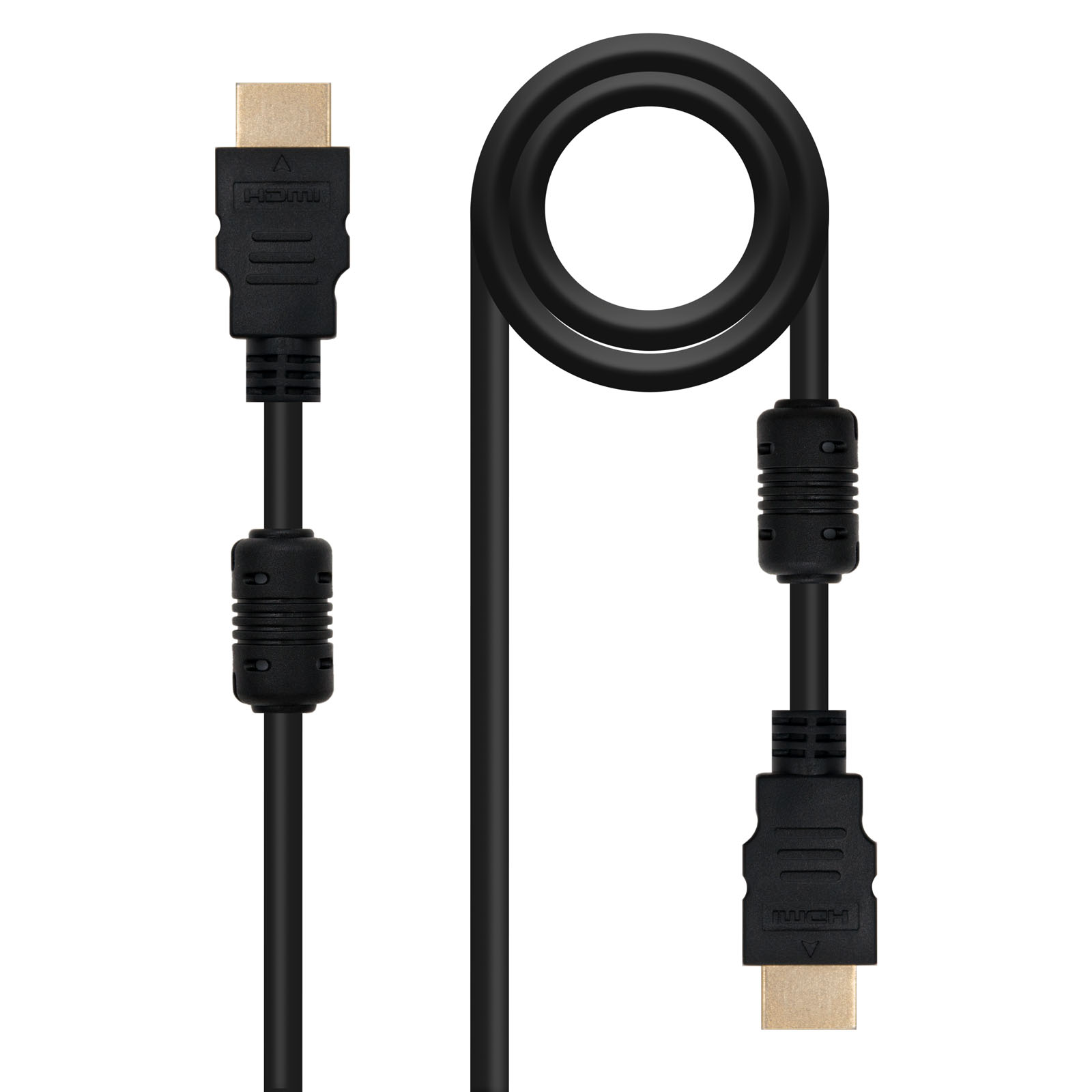 Câble Nanocable HDMI v1.4 avec Ferrite Mâle vers HDMI v1.4 avec Ferrite Mâle 5m - Haut Débit - Couleur Noir