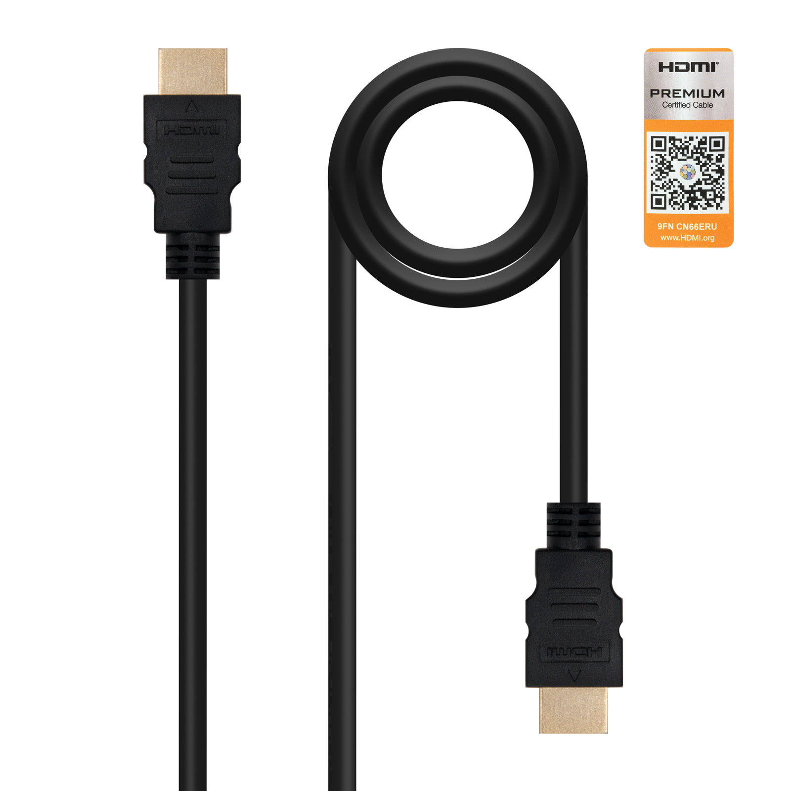 Câble Nanocable HDMI v2.0 Premium Male vers HDMI v2.0 Premium Male 0.50m - 4K@60Hz 18Gbps - Haute Vitesse - Couleur Noir