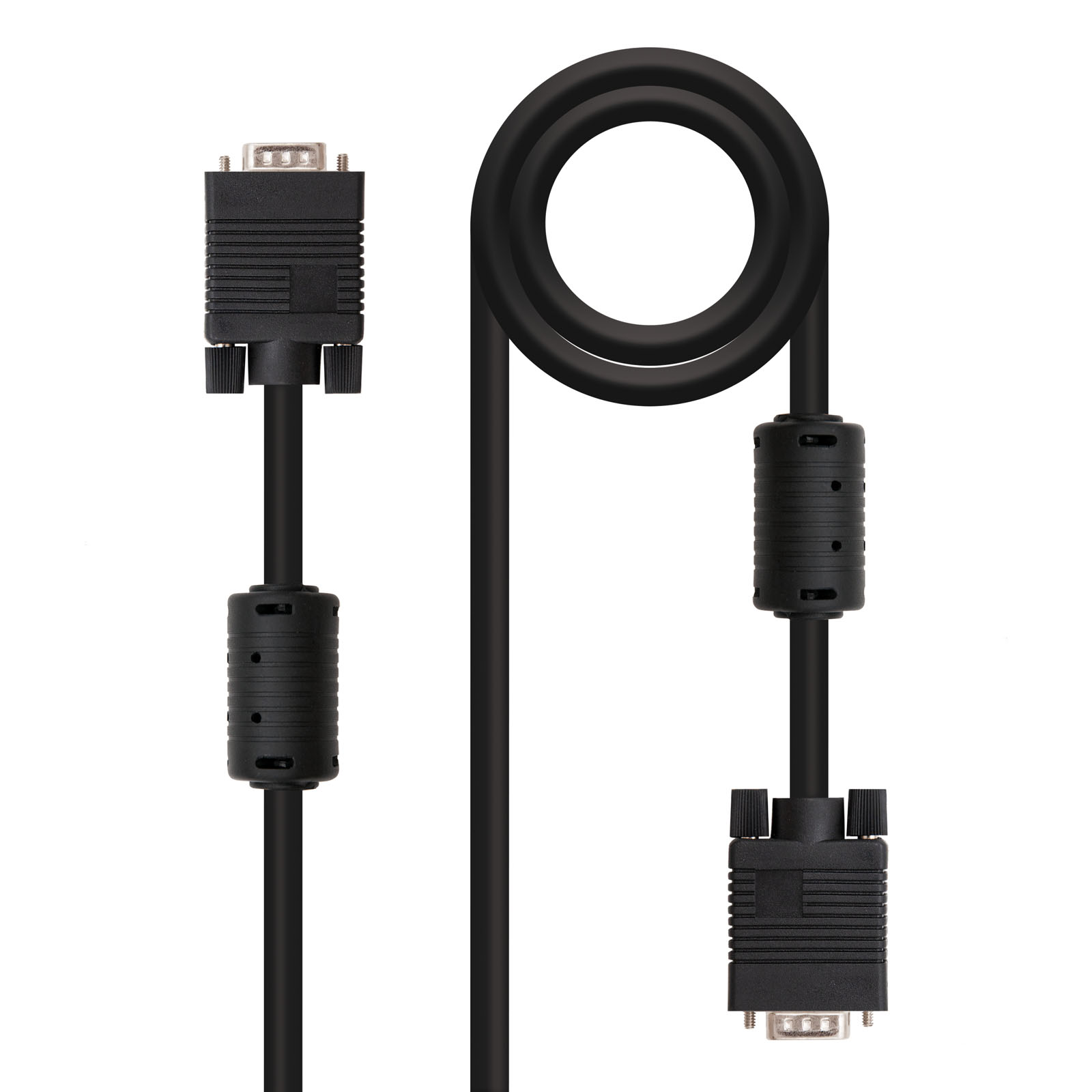 Câble Nanocable SVGA avec Ferrite HDB15 Mâle vers HDB15 Mâle 1.80m - Couleur Noir