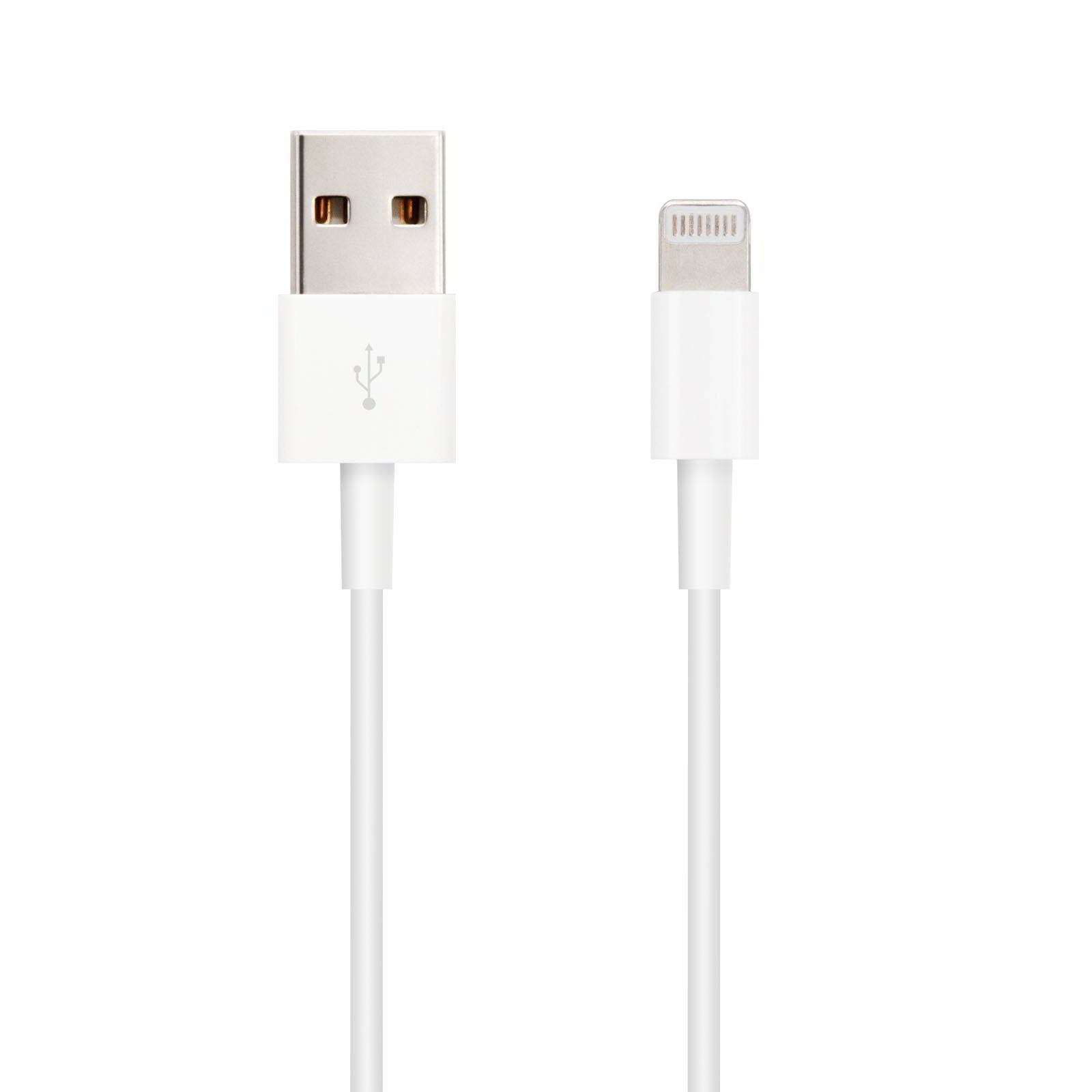 Câble USB-A 2.0 Mâle vers Lightning Mâle 2m - Couleur Blanc