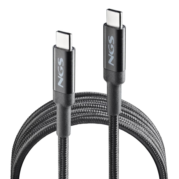 Câble NGS 2.0 USB-C Mâle vers USB-A Mâle - Charge ultra-rapide jusqu'à 100W - Longueur 2m - Couleur Noir