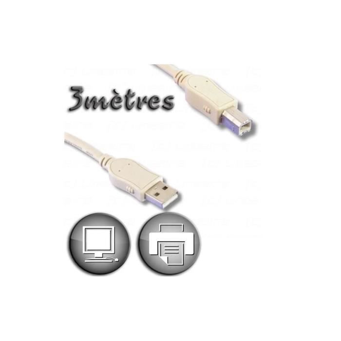 Câble USB 2.0 A mâle / Type B mâle 3m