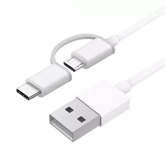 Câble Xiaomi USB-A vers MicroUSB avec adaptateur vers USB-C 1m