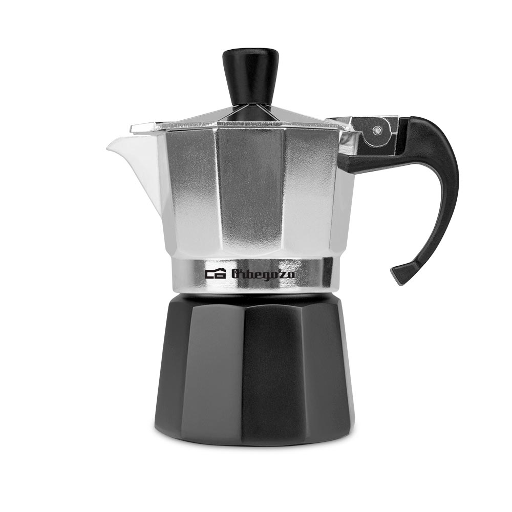 Cafetière aromatique en aluminium Orbegozo KFM 130 - Capacité pour une tasse - Sûre et facile à manipuler - Compatible avec différents types de cuisines - Facile à nettoyer