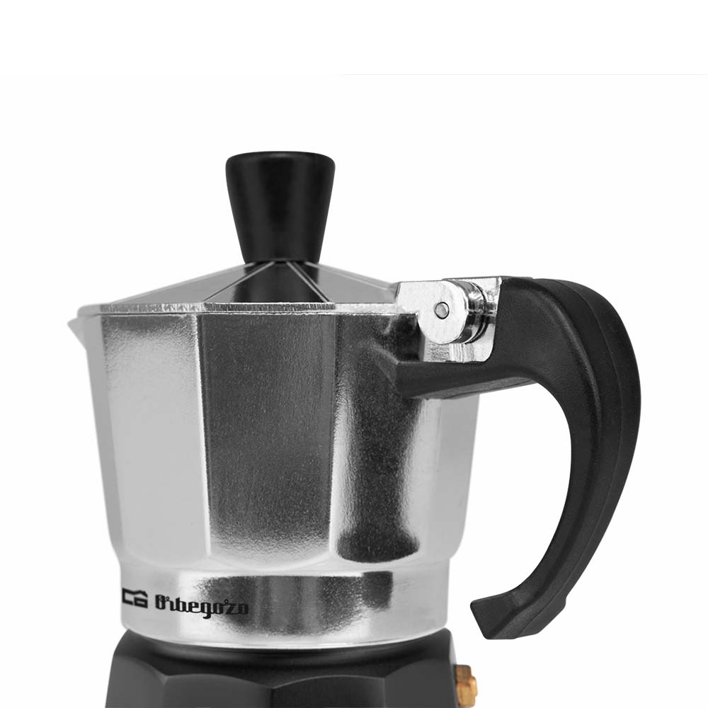 Cafetière aromatique en aluminium Orbegozo KFM 130 - Capacité pour une tasse - Sûre et facile à manipuler - Compatible avec différents types de cuisines - Facile à nettoyer