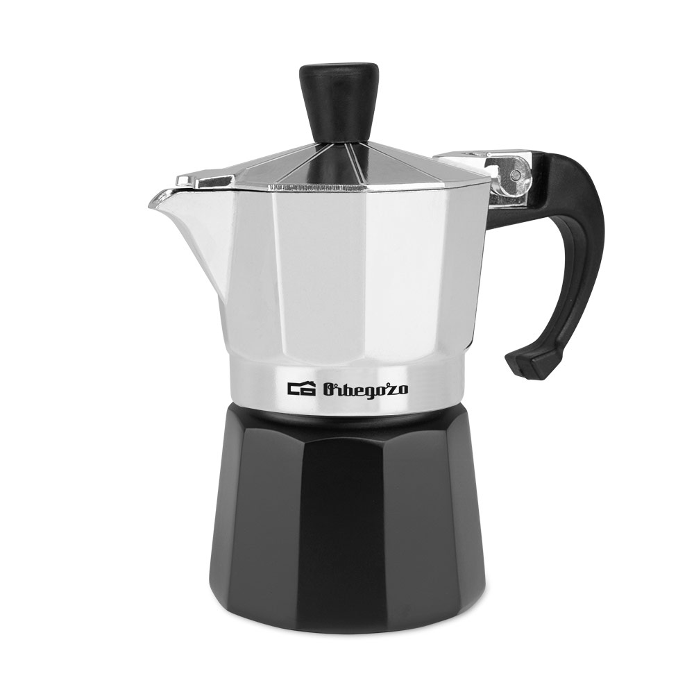Cafetière aromatique en aluminium Orbegozo KFM 130 - Capacité pour une tasse - Sûre et facile à manipuler - Compatible avec différents types de cuisines - Facile à nettoyer