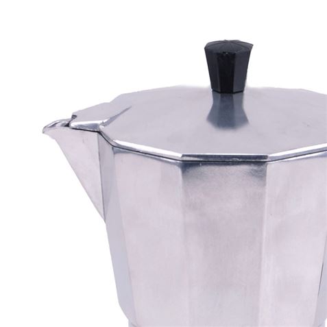 Cafetière en aluminium Muvip MV0600 - Capacité 3 tasses - Poignée ergonomique - Antiadhésive - Compatible avec cuisinières électriques, vitrocéramiques et à gaz - Couleur aluminium