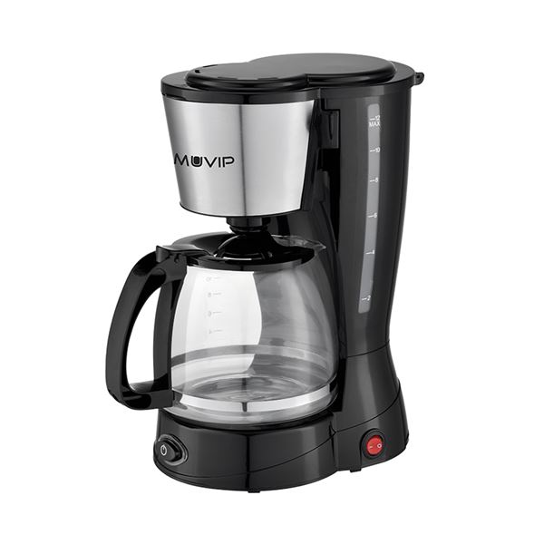 Cafetière filtre Muvip - Électrique - 800 W - Fonction anti-goutte - Filtre pliable permanent - Indicateur de niveau d'eau - Récipient transparent - Capacité pour 12 tasses
