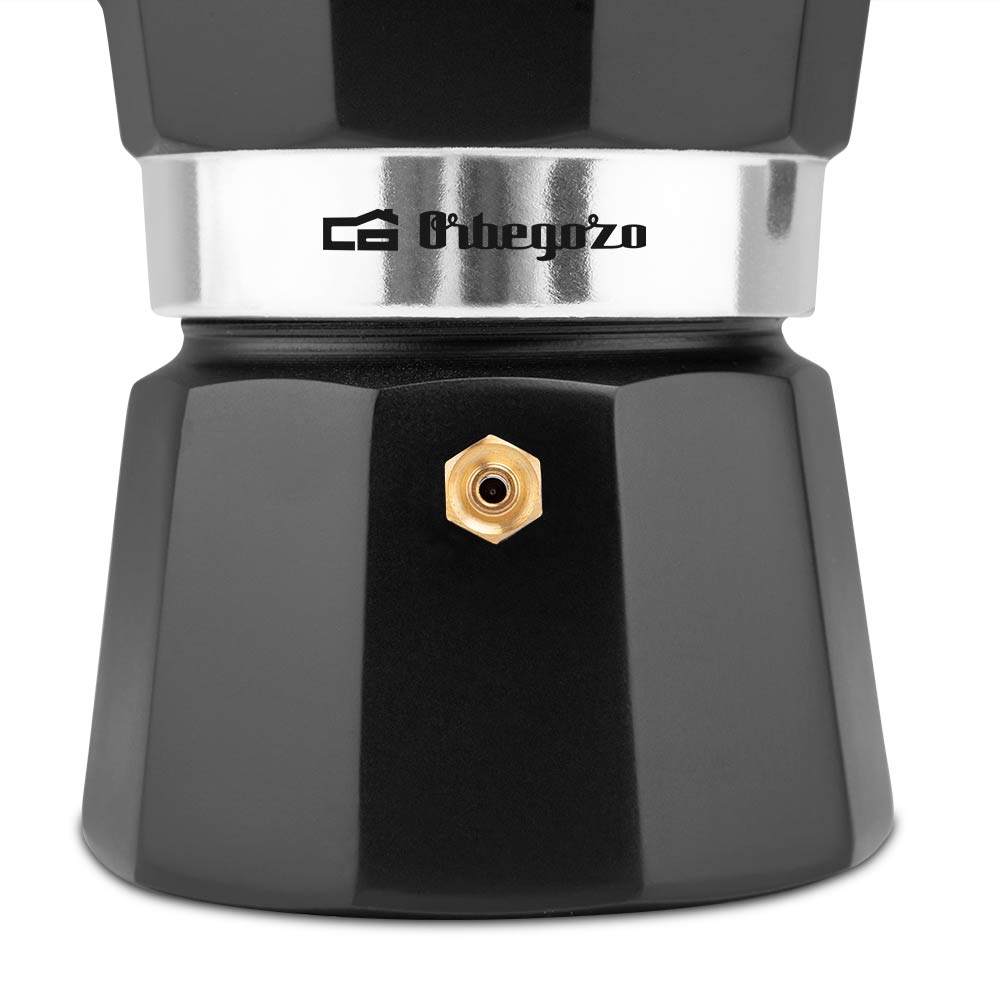Cafetière Orbegozo KFN 310 en aluminium noir - Prépare 3 tasses de café en quelques secondes - Poignée ergonomique pour une plus grande sécurité - Soupape de sécurité - Nettoyage facile - Idéale pour la maison ou le bureau