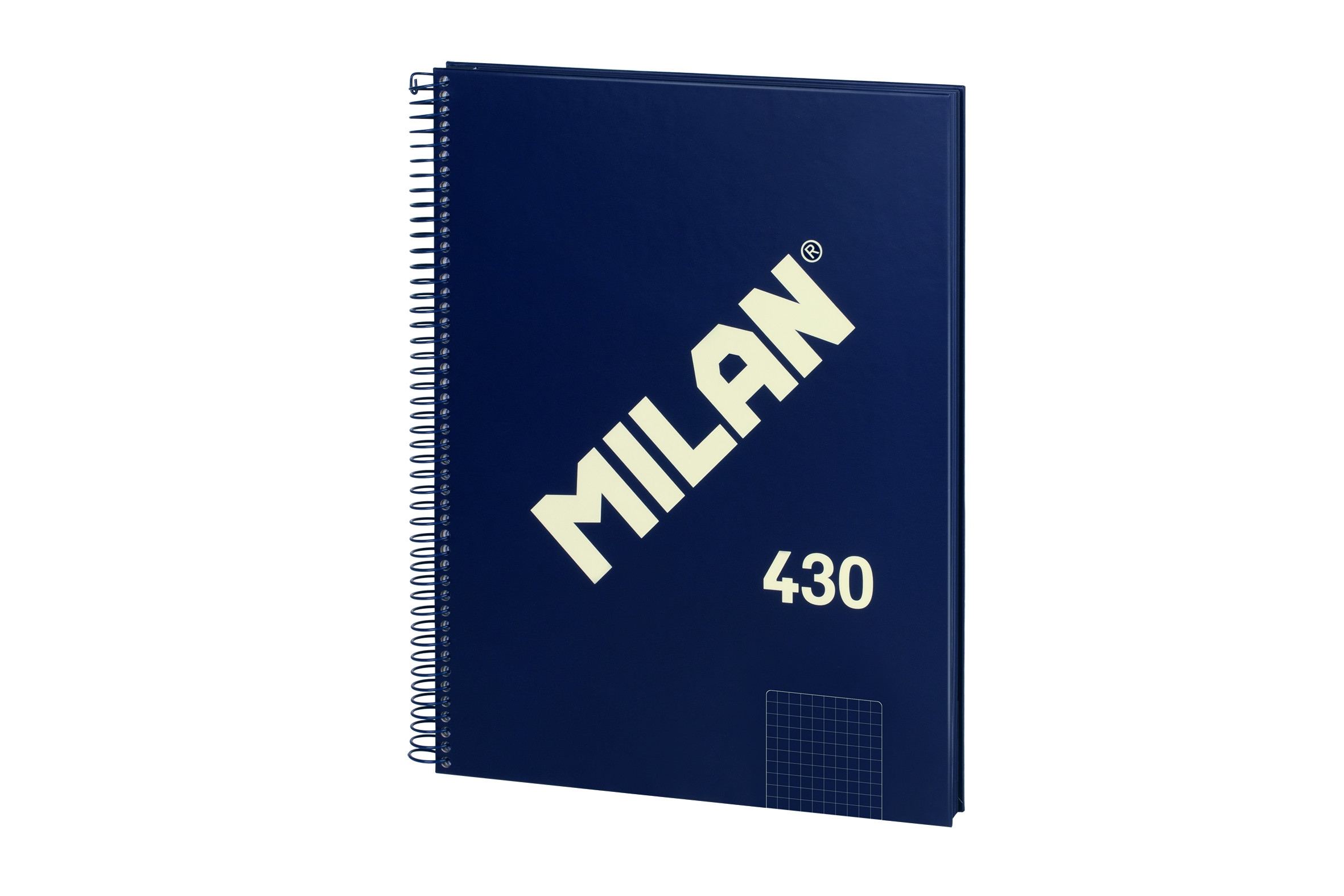 Cahier à Spirale Milan Format A4 Grille 5x5mm - 80 Feuilles de 95 gr/m2 - Micro-perforé, 4 Trous - Coloris Bleu Foncé