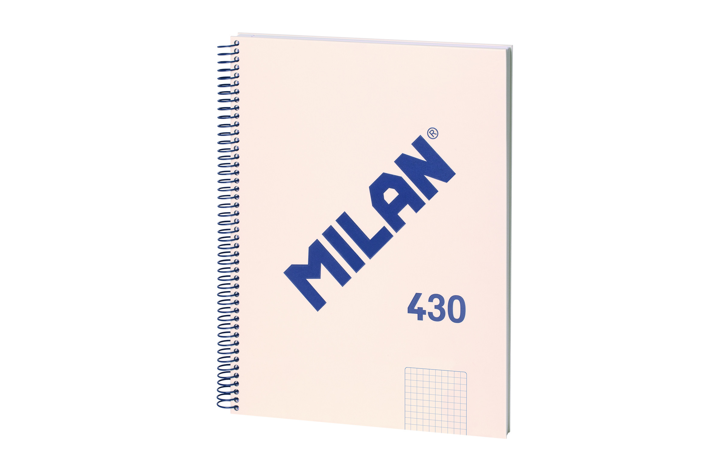 Cahier à Spirale Milan Format A4 Grille 5x5mm - 80 Feuilles de 95 gr/m2 - Microperforé, 4 Trous - Coloris Beige