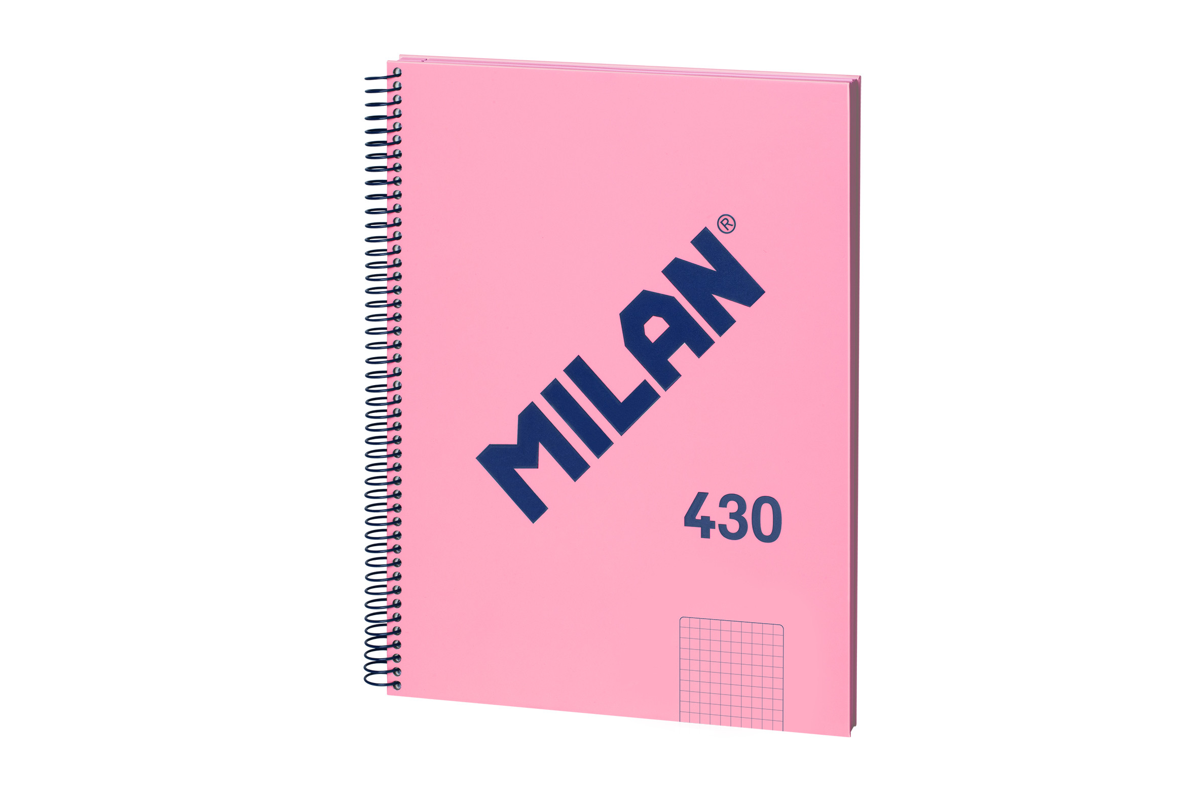 Cahier à Spirale Milan Format A4 Grille 5x5mm - 80 Feuilles de 95 gr/m2 - Microperforé, 4 Trous - Coloris Rose