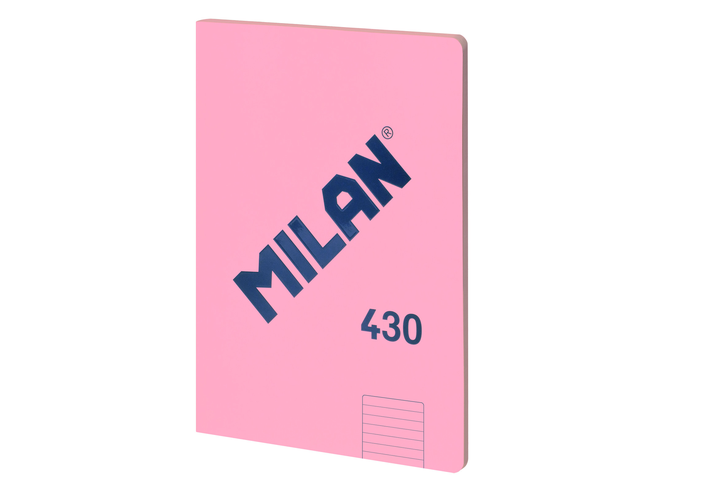 Cahier Collé Milan Format A4 Ligné 7mm - 48 Feuilles de 95 gr/m2 - Micro-perforé - Couverture Souple - Coloris Rose