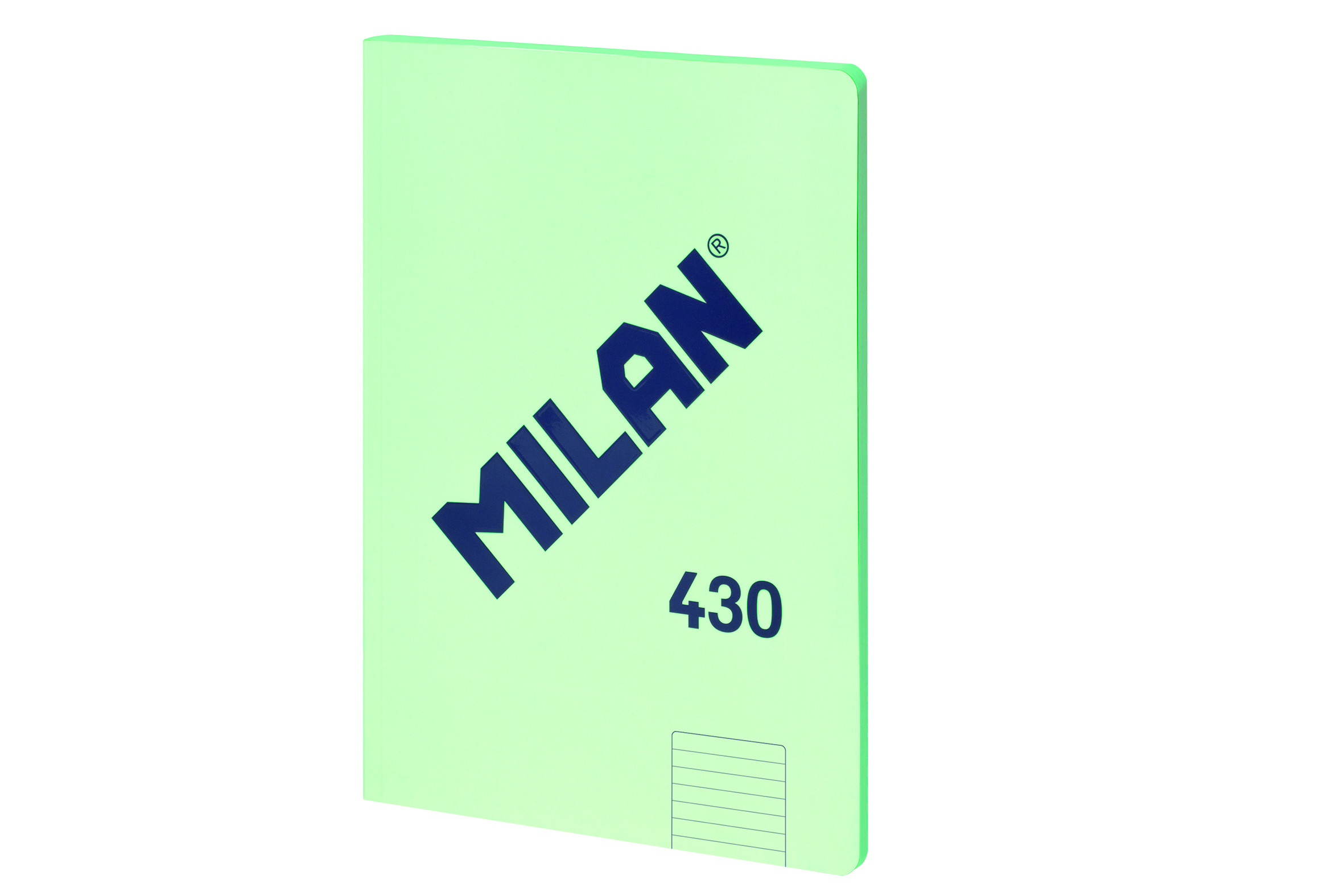 Cahier Collé Milan Format A4 Ligné 7mm - 48 Feuilles de 95 gr/m2 - Micro-perforé - Couverture Souple - Coloris Vert