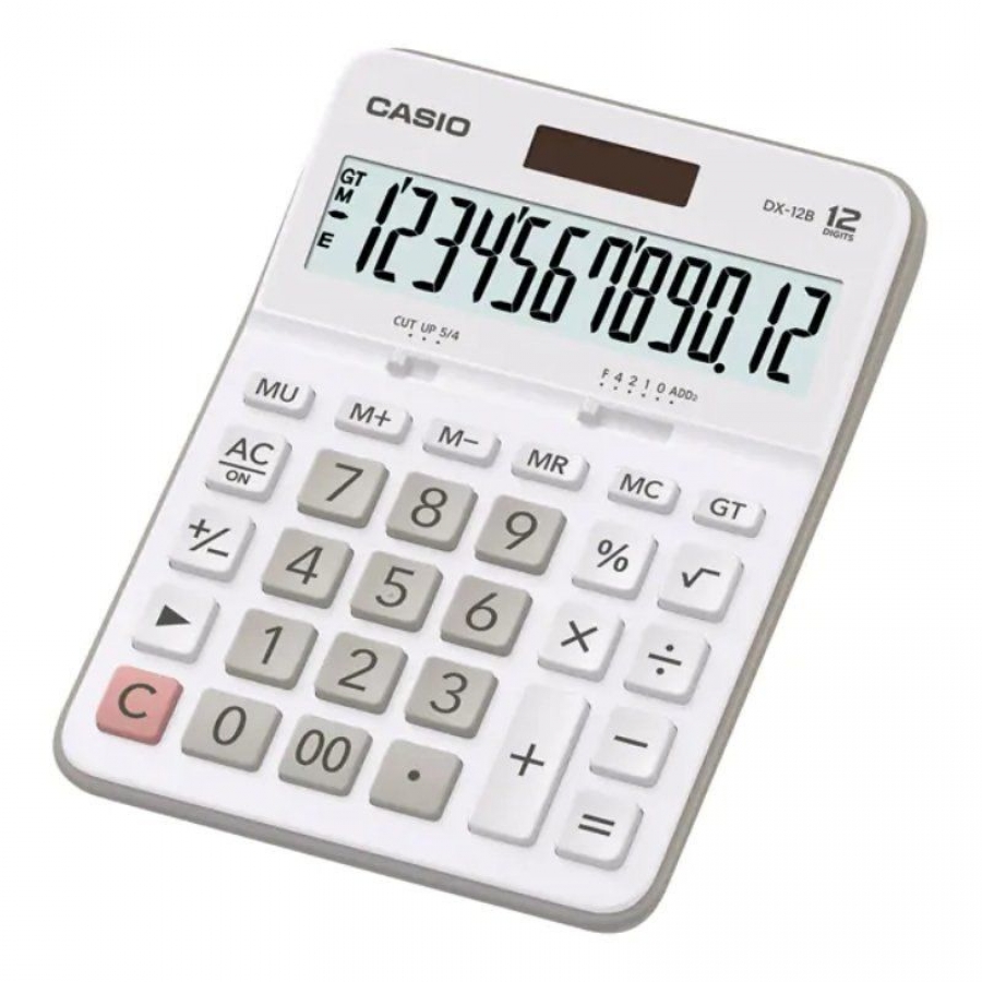 Calculatrice de bureau Casio DX-12B - Écran LCD extra large à 12 chiffres - Solaire et batterie - Noir