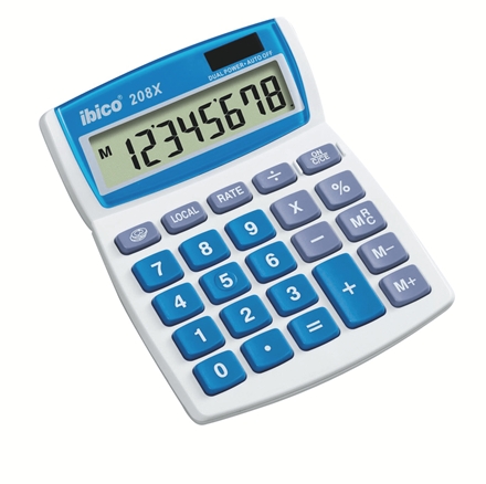 Calculatrice de bureau Ibico 208X - Grandes touches - LCD 8 chiffres - Fonction d'extension