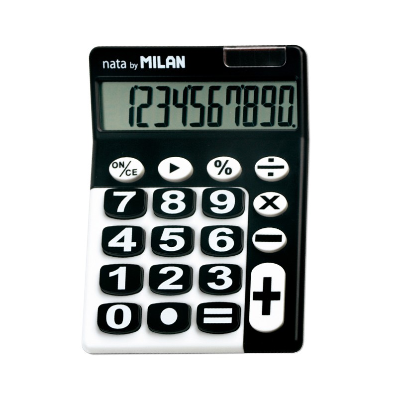 Calculatrice de Milan 10 Chiffres - Calculatrice de Bureau - Grandes Touches - Clé de Rectification de la Saisie de Données - Couleur Noir/Blanc