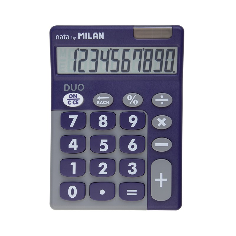 Calculatrice Milan 10 Chiffres Duo - Calculatrice de Bureau - Grandes Touches - Clé de Rectification d'Entrée de Données - Couleur Lilas