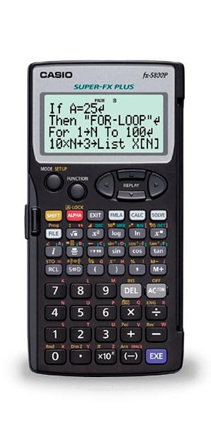 Calculatrice programmable de bureau Casio FX5800PLUS - Affichage 4 lignes - 664 fonctions - 26 mémoires - 128 formules stockées - Alimenté par batterie