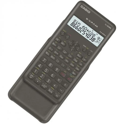 Calculatrice scientifique Casio FX-82MS 2e édition - Écran LCD 2 lignes - 240 fonctions intégrées - 8 mémoires variables - Calcul de pourcentage - Alimentation : 1 pile AA