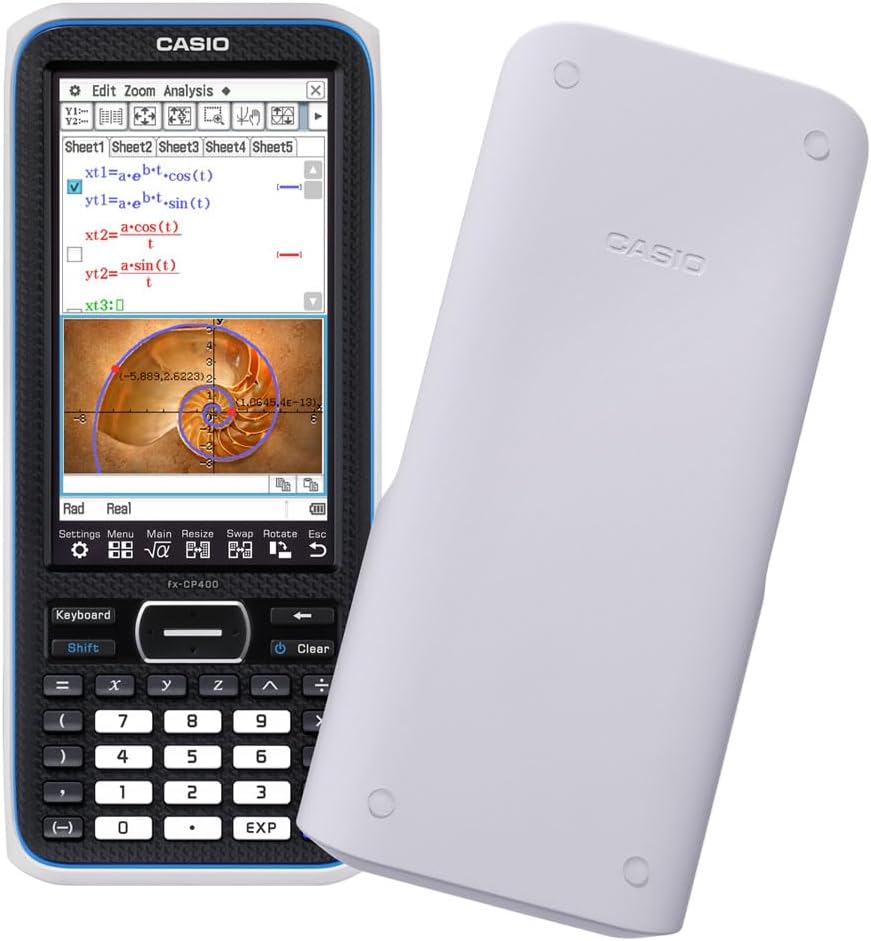 Calculatrice scientifique graphique 3D Casio FX-CP400 - Écran tactile couleur - Graphiques 3D - Dessin simultané jusqu'à 100 courbes - Alimenté par batterie