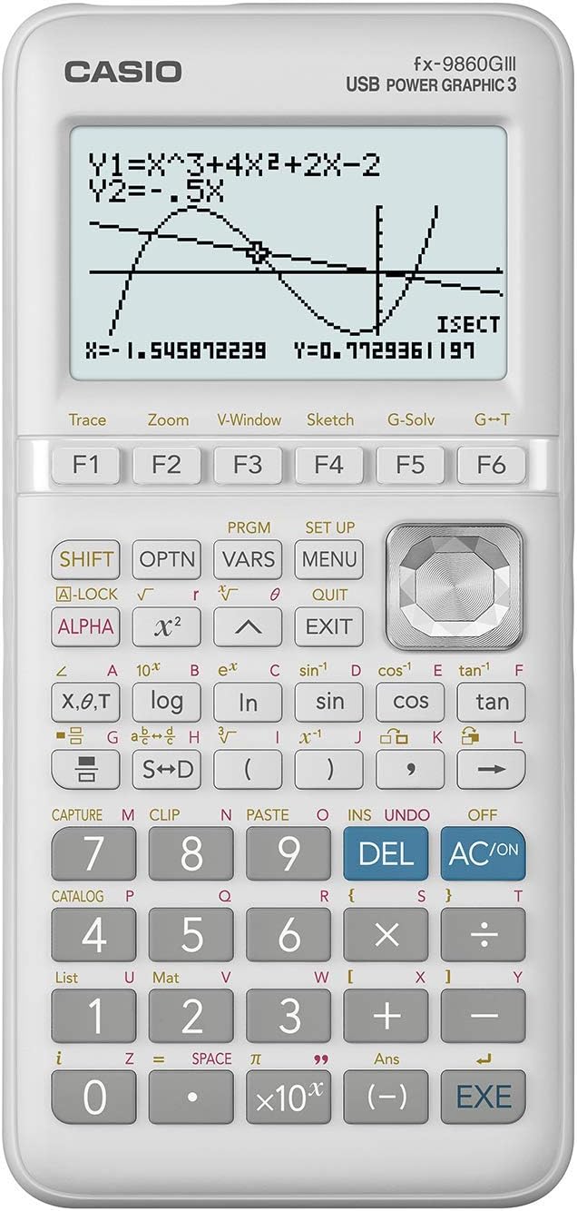 Calculatrice scientifique graphique Casio FX-9860GIII - Écran 8 lignes - Graphiques simultanés de différentes fonctions - Calcul financier avancé - - Alimenté par batterie