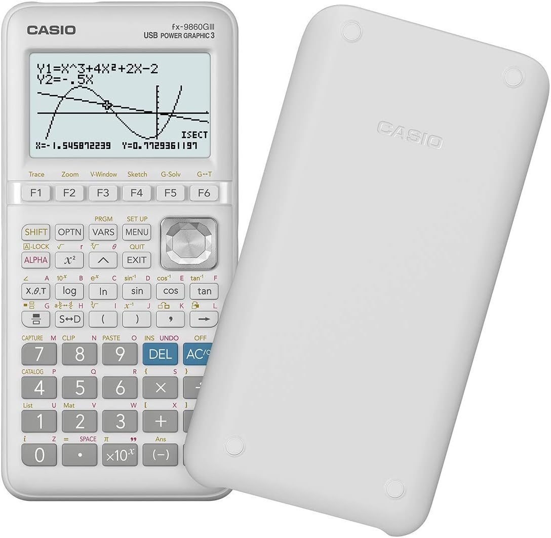 Calculatrice scientifique graphique Casio FX-9860GIII - Écran 8 lignes - Graphiques simultanés de différentes fonctions - Calcul financier avancé - - Alimenté par batterie