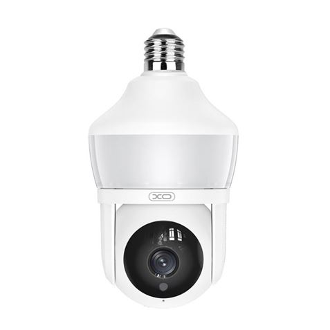 Caméra de sécurité Wifi XO 3mpx - Détection de mouvement 0-12m - Vision nocturne - Interphone bidirectionnel - Enregistrement en boucle - Rotation 355º - Prise en charge MicroSD 128 Go - Couleur blanche
