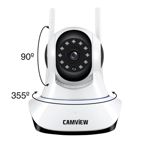 Caméra IP intérieure motorisée sans fil Camview 2Mp 1080p - Objectif fixe 3,6 mm - Microphone et haut-parleur intégrés - Rotation 355º - Vision nocturne - Protocole Onvif -