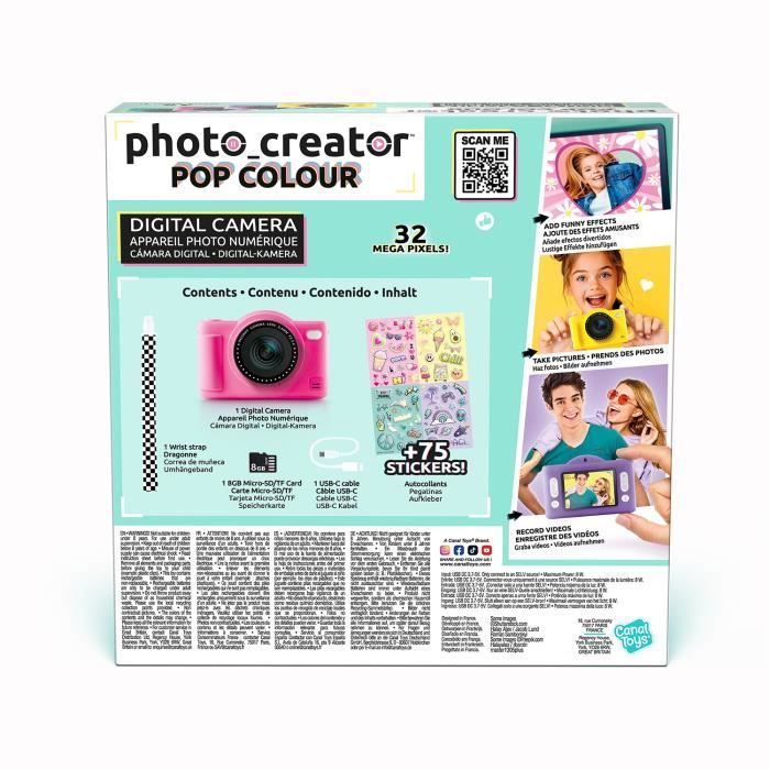 Canal Toys - Photo Creator -Appareil Photo Numérique Pop Couleur Jaune- Avec carte SD 8Go incluse - CLK 040