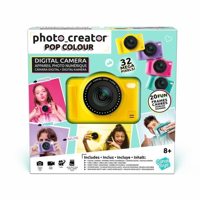 Canal Toys - Photo Creator -Appareil Photo Numérique Pop Couleur Jaune- Avec carte SD 8Go incluse - CLK 040