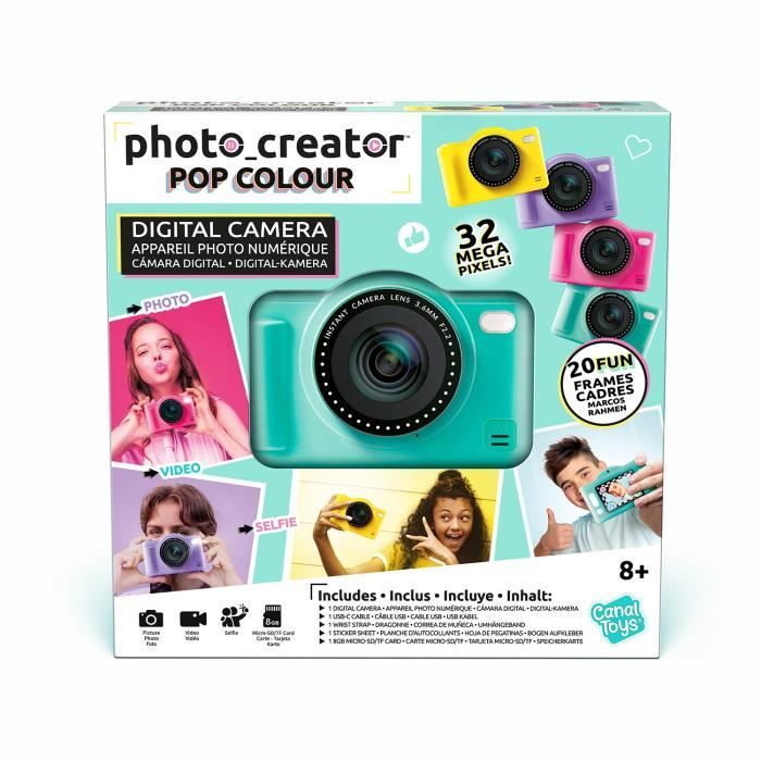 Canal Toys - Photo Creator -Appareil Photo Numérique Pop Couleur Vert- Avec carte SD 8Go incluse - CLK 043