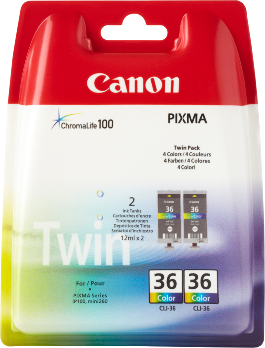Canon Cartouche encre CLI-36 Twin (1511B018) couleurs